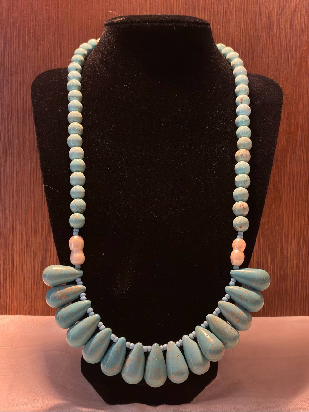 Southwestern Turquoise Teardrop Statement Necklace - Coastal Boho